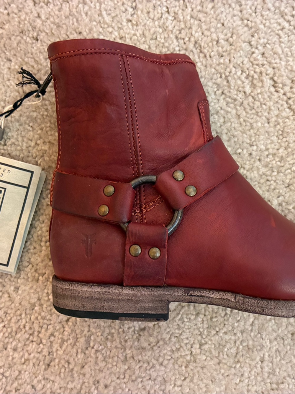 FRYE Harness boots burnt red women 6 BNIB